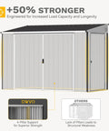 7x4 Foot Outdoor Weatherproof Storage Shed With Lockable Dual Doors, Secure Metal Bike And Tool Storage, Dark Gray Garden
