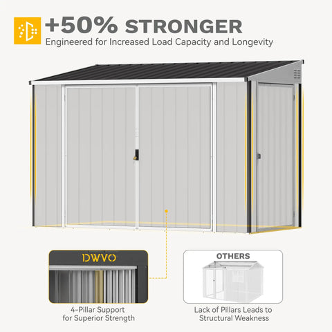7x4 Foot Outdoor Weatherproof Storage Shed With Lockable Dual Doors, Secure Metal Bike And Tool Storage, Dark Gray Garden