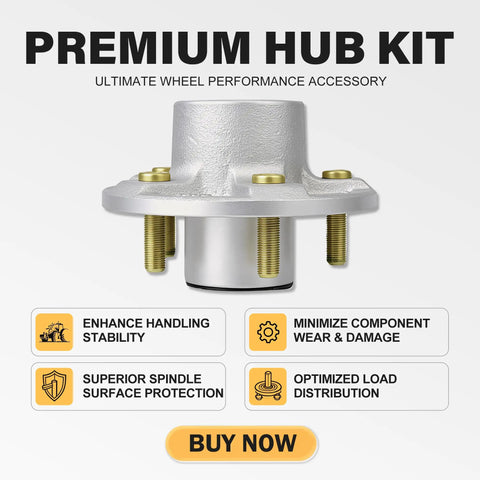 Beefed-Up Trailer Hub Assembly Set Of 2 For 3500 Lb Axles With 5 Lug 4.5 Inch Bolt Pattern product display with features.