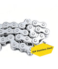 Top Shelf 304 Stainless Steel Short Pitch Roller Chain For Smoother Transmission And Rust Free Long Lasting Performance In All Kinds Of Heavy Duty Industrial Machinery And Equipment With Steady Power Transfer.