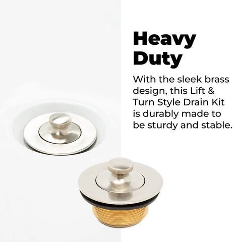 Lift And Turn Bathtub Drain Assembly Conversion Kit With Single Hole Overflow Face Plate In Oil Rubbed Bronze All Brass Construction Durable Tub Stopper Easy Tap Open Close For Smooth Bathing shown with heavy duty design