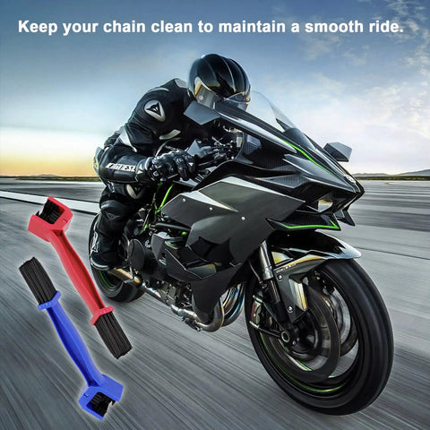 2 Piece Bike And Motorcycle Chain Cleaning Brush Set For Universal Use Heavy Duty Chain Washer Tool With Nylon Bristles pictured