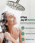 Rainfall Shower System With 7-Setting Handheld, Full Bathroom Faucet Set in use with water flowing, spa-like experience