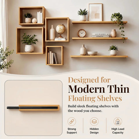 Straight Up Heavy Duty Floating Shelf Brackets For A No Sweat Diy Upgrade Includes Hidden Wall Mount Hardware Kit With Pro Jig To Build Custom Eight Inch Boards And Give Your Home A Smooth Modern Flex Today, sleek wooden shelves with hidden brackets.
