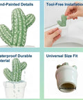 Hand painted ceramic toilet bolt covers decorative bathroom hardware vibrant green cactus design for water closet.