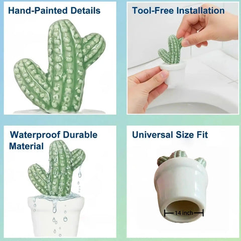 Hand painted ceramic toilet bolt covers decorative bathroom hardware vibrant green cactus design for water closet.