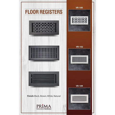 Various designs of durable cast aluminum floor register 8 by 12 inches for floors walls and ceilings built to last handcrafted finish