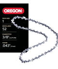 Low Kickback 3/8 LP Chainsaw Chain For 14 Inch Bar 52 Links.043 Gauge next to product packaging details.