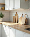 Round Back Plates For Cabinet Knobs 8 Pack Thick Iron Decor installed on kitchen cabinets