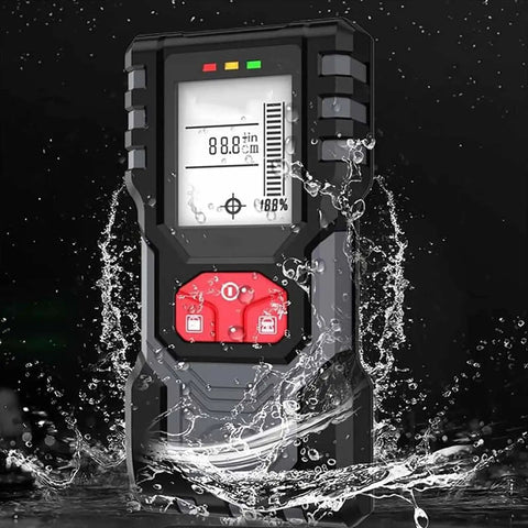 Ace Digital Stud Finder Wall Scanner With Backlit Screen shows scanning display with water splash, ideal for renovations.