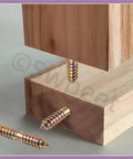 Straight Up Built Tough Double Ended Screws Assortment Kit Featuring Zinc Plated Hanger Bolts For Furniture And Woodworking Assembly In Six Handy M6 M8 Sizes, showing screws joining wood.