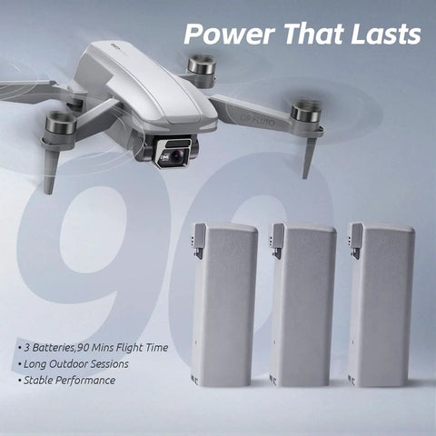 GPS Drone With 4K EIS Camera And 4.5 Inch HD Controller Screen, Auto Return, 3 Batteries For About 90 Minutes Flight shown with batteries