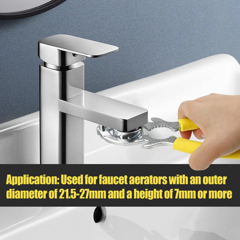 Heavy Duty Faucet Aerator Removal Wrench Tool For Kitchen And Bathroom Sink Tap Bubbler, fits 21.5-27mm faucet aerators in use.