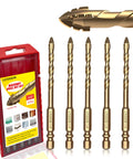 1/4 Inch Masonry Drill Bit Set 5 Pack With Carbide Tips, Serrated Four Blade Concrete Drill Bits for various surfaces