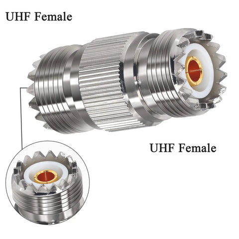 2 Pack PL259 UHF Coax Adapter Gender Changers SO239 Female To Female Connector For CB Radio Antenna 50 Ohm Brass Nickel Plated