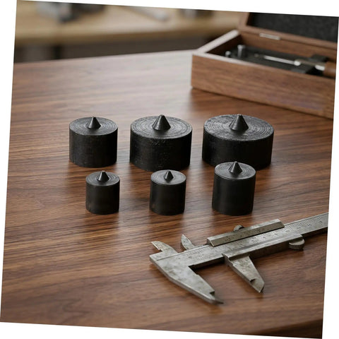 Heavy Duty Metal Shaft Protector Kit With Conical End Guard For Grip O Matic Pullers on wooden surface, showing various sizes.