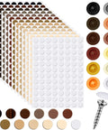 1152 Pcs Self Adhesive Screw Hole Stickers And 120 Pcs Screw Cap Covers Set, 15 Mm Waterproof Dustproof Self Tapping PVC Cap Covers