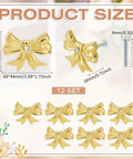 12 Pack Gold Bow Drawer Knobs Set For Vintage Dresser And Cabinet Diamond Accent Zinc Alloy Pulls with size details