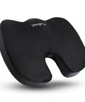 Upgraded Memory Foam Seat Cushion For Sciatica And Back Pain Relief, firm 18x14x3 inch coccyx support pillow in black.
