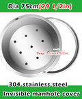 Beefed Up Heavy Duty Round Manhole Cover Set With Adjustable Diameter From 300mm To 900mm For Lawn And Garden Reinforced Steel Bar Construction Safe And Durable Outdoor Drainage Solution 29.5 Inch Diameter front view.