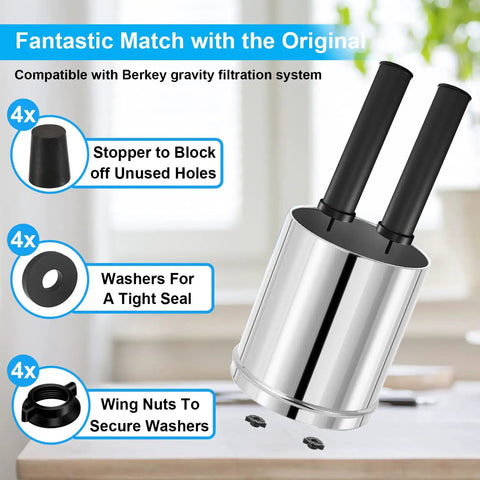 Replacement Kit For Water Filter System Elements With Wing Nuts Washers And Silicone Blocking Plugs For Gravity Filtration