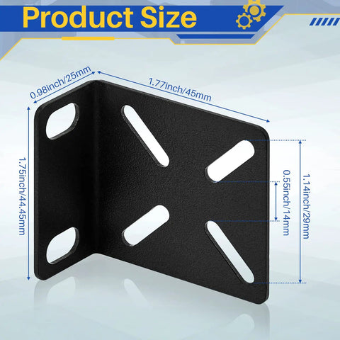 Adjustable Rack Mount Brackets For 17.3 Inch Wide Switches Quick Install Steel Rack Ears dimensions and angles view
