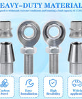 Complete 5/8-18 Heim Joint Rod End Kit With Four Right Hand And Four Left Hand Threads, Lock Nut Bushing Assembly, Easy Weld-In Or Bolt-On Suspension Upgrade To Boost Your Ride For Cars, Trucks And Off-Road, carbon steel