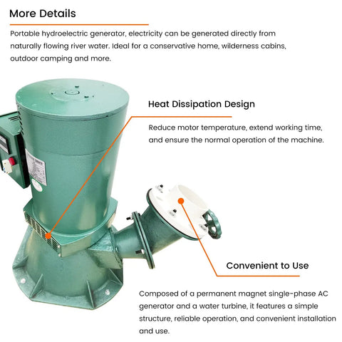 10KW Hydro Power Generator Water Turbine For AC 220V Single Phase Pelton Turbine 0.06 M3/S Flow 1800 Rpm