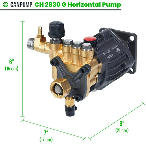 Beefed Up Axial Cam Replacement Pump For Residential Pressure Washers 2800 PSI At Three GPM Three Quarters Inch Horizontal Gas Shaft
