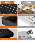 Comparison of heavy-duty 48x24 inch metal pegboard wall organizer kit with black panels and typical fiberboard alternatives.