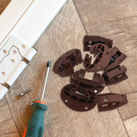 4Pcs Drawer Glide Kit For Dresser And Cabinet Reliable Quick Installation Drawer Hardware, plastic and metal, coffee color pieces.