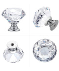 Crystal Glass Drawer Knobs 25 Pack Diamond Shaped 30mm with Silver Base for Cabinets and Furniture – four angle views