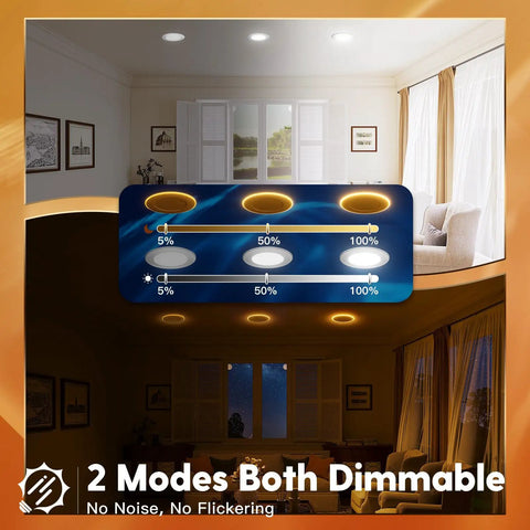 Slick 12 Pack Dual 5 And 6 Inch Led Recessed Downlights Featuring Adjustable 5Cct Color Temp Plus Integrated 2000K Night Light control panel in a room