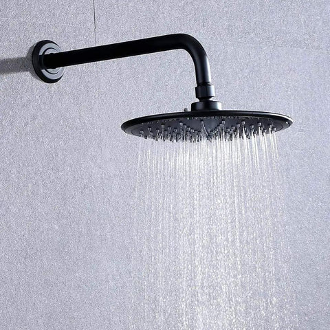 Single Handle Anti Scald Tub And Shower Faucet With 9 Inch Showerhead And 14 Inch Arm Matte Black Finish Showerhead