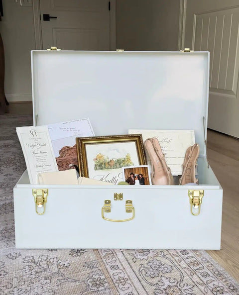 Straight Up Practical Large Metal Trunk Storage Box With Reinforced Carry Handles And Clean Macaron Finish Lightweight Footlocker Organizer For College Dorms And Decluttered Home Spaces