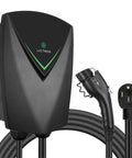 J1772 Level Two EV Charger 40 Amp 240 Volt With 23 Foot Cord And Nema 14 50 Plug, sleek black design with charging connector.