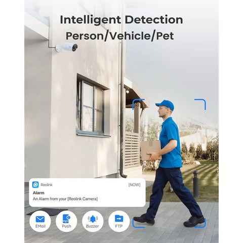 16 Channel PoE NVR For Home Security With Preinstalled 4TB Drive, delivery person detected by Reolink camera