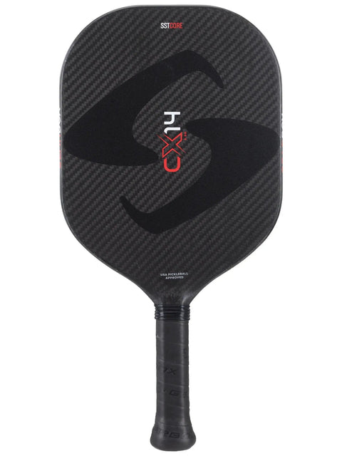CX14H Hyper Red Pickleball Paddle With 8.0 Oz Weight Grip 3 And 5 Eighths Inch Longer Handle 14mm Stability Core SST Technology