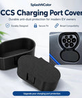 Bulletproof Ccs Charging Port Cover For Tesla Model 3 And Fisker Ocean, durable black plastic cap for EV charging protection.