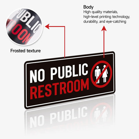 2 Pack No Public Restroom Signs Weatherproof Vinyl Stickers Self Adhesive For Office Home Windows Or Doors Bold Black And Red No Public Bathroom Sign