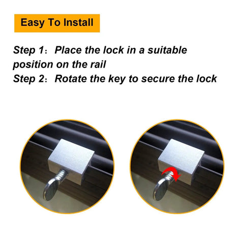 15 Pack Sliding Window Locks With Keys, Easy Install No Tools Needed, showing installation steps on an aluminum window rail.