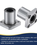Pair of LMK13-UU Linear Ball Bearings with 13mm bore, 23mm OD, 32mm length, round flange, nickel plated with screws for CNC and 3D printers.