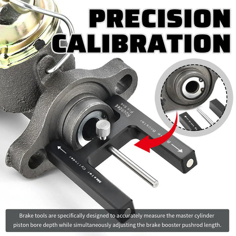 Pro Grade Magnetic Brake Booster Adjustment Tool With Push Rod Calibrator For Master Cylinder Maintenance Aluminum Car Brake Tools For Most Cars And SUVs Precision Calibration For Faster Brake Response, close-up