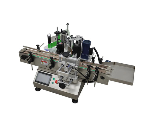 Slick Automatic Desktop Conveyor Bottle Labeler Workhorse High Speed Round Container Labeling Machine With Smooth Half Circle Application and Knockout Speed For Beverages Cosmetics And Food Retail 110V