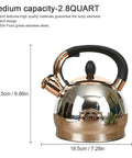 Stainless Steel Whistling Tea Kettle With Encapsulated Bottom For Even Heat Distribution 2.8 Quart Quick Boil, Rust Resistant