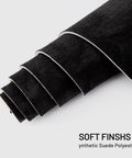 Rolled black suede auto headliner fabric with foam backing; 98" L × 60" W for car interiors