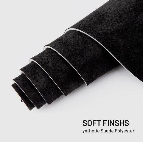 Rolled black suede auto headliner fabric with foam backing; 98" L × 60" W for car interiors