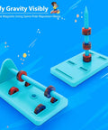 Magnet Set For Kids With Bar Magnets, Horseshoe Magnets; colorful magnet kit demonstrating magnetic repulsion on a blue background.