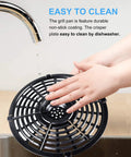 Nonstick Air Fryer Grill Pan Replacement Tray for 5Qt Round 8.7 Inch, Food Grade Stainless Steel being rinsed under sink