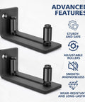 Heavy Duty Sliding Barn Door Floor Guide With Adjustable Rollers For That Slick Smooth Glide Rock Sturdy Steel Build showcasing two black rollers.